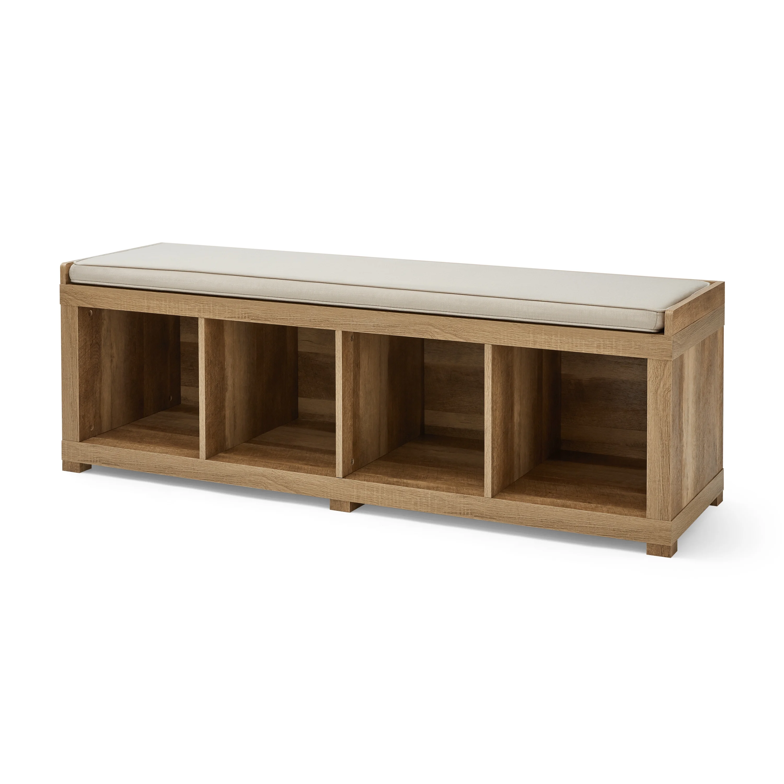 Better Homes & Gardens 4-Cube Shoe Storage 58.39" Bench, Weathered