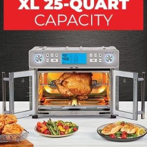 Emeril Lagasse Dual Zone 360 Air Fryer Oven Combo with French Door, 25 QT Extra Large, Cook Two Foods in Different Ways, Up to 60% Faster from Frozen to Finish