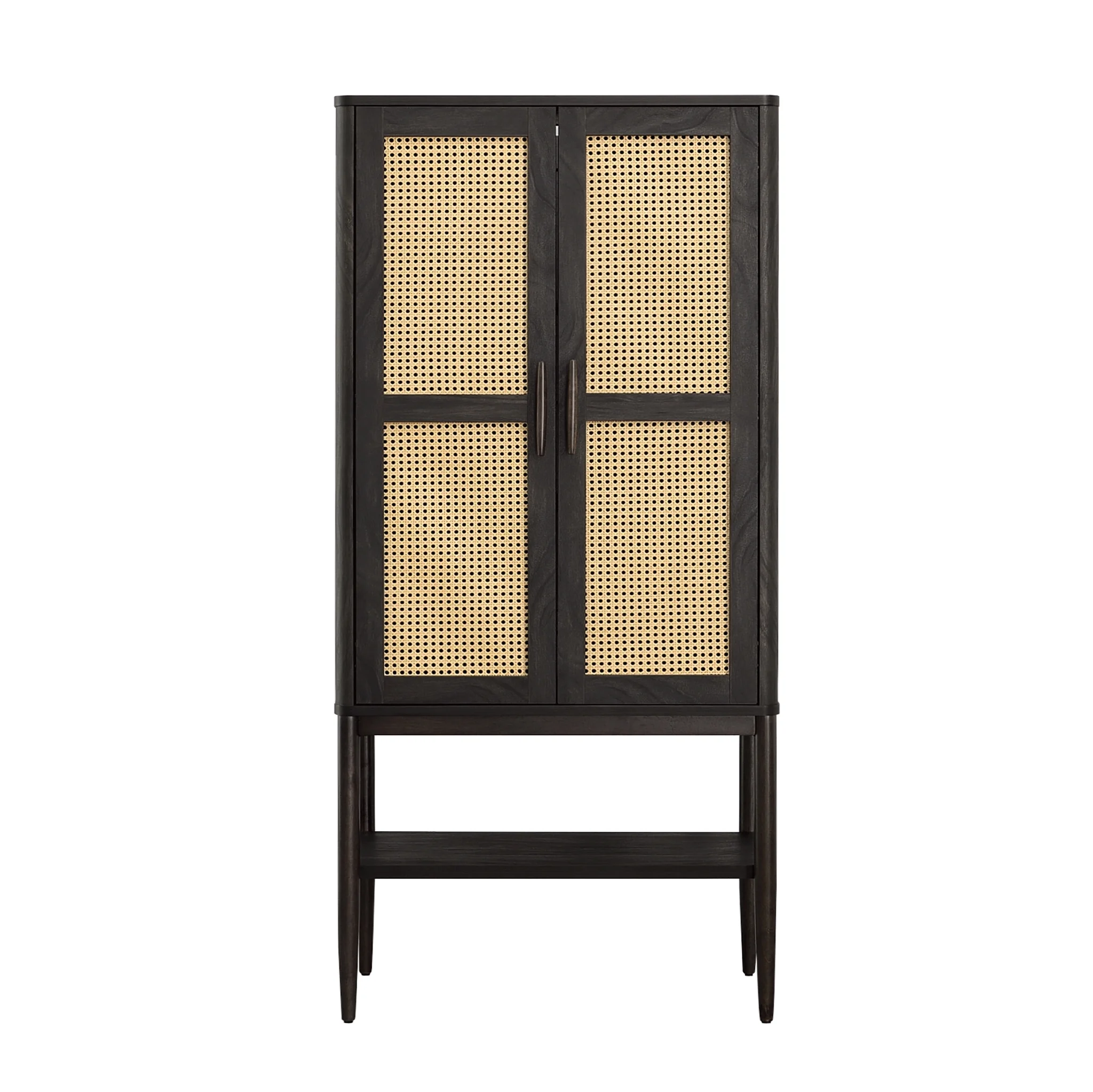 Better Homes & Gardens Springwood Caning Storage Accent Cabinet, Light Honey Finish