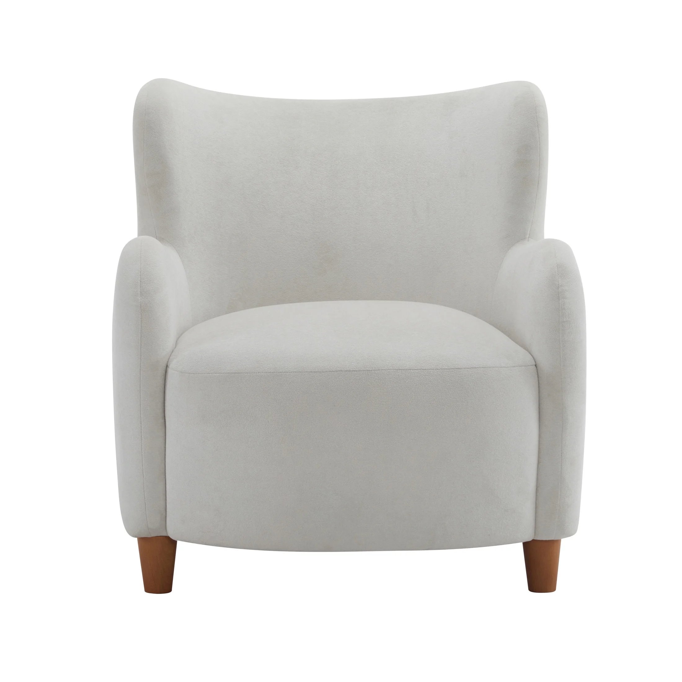 Christopher Knight Home Mid-Century Modern Velvet Wingback Accent Chair with Birch Legs, White