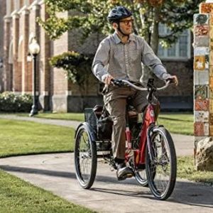 Schwinn Meridian Adult Tricycle Bike Mens and Womens Three Wheel Beach Cruiser 26-inch Wheels Low Step-Through Frame Wide Seat Rear Folding Basket Sin