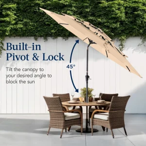 Best Choice Products 10ft 3-Tier Patio Umbrella, Market Sun Shade w/ Tilt Adjustment, Easy Crank - Red