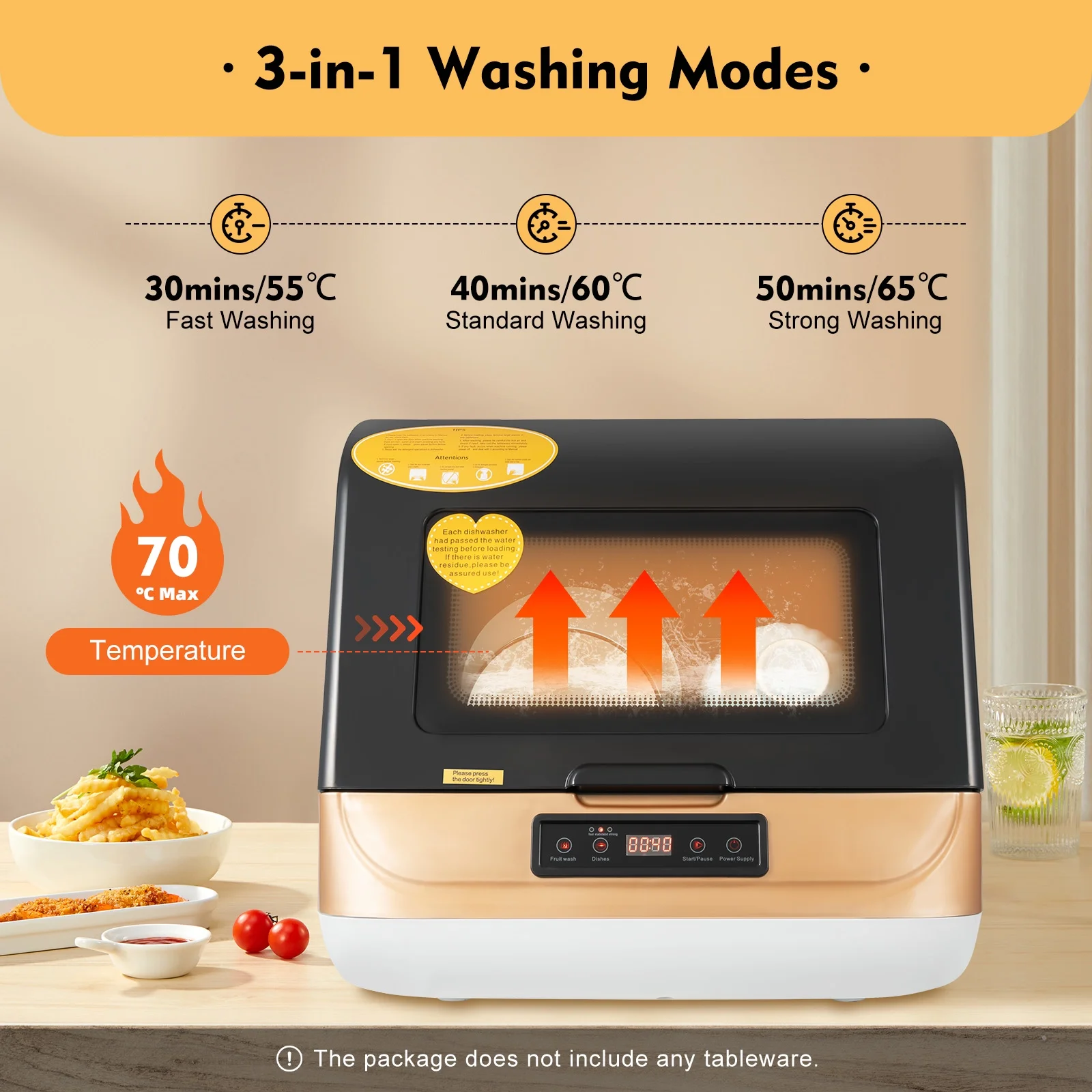 Dish washer Large Capacity Portable Washer Mini Dish Washer Compact Counter-top for clean tableware, vegetables, fruits