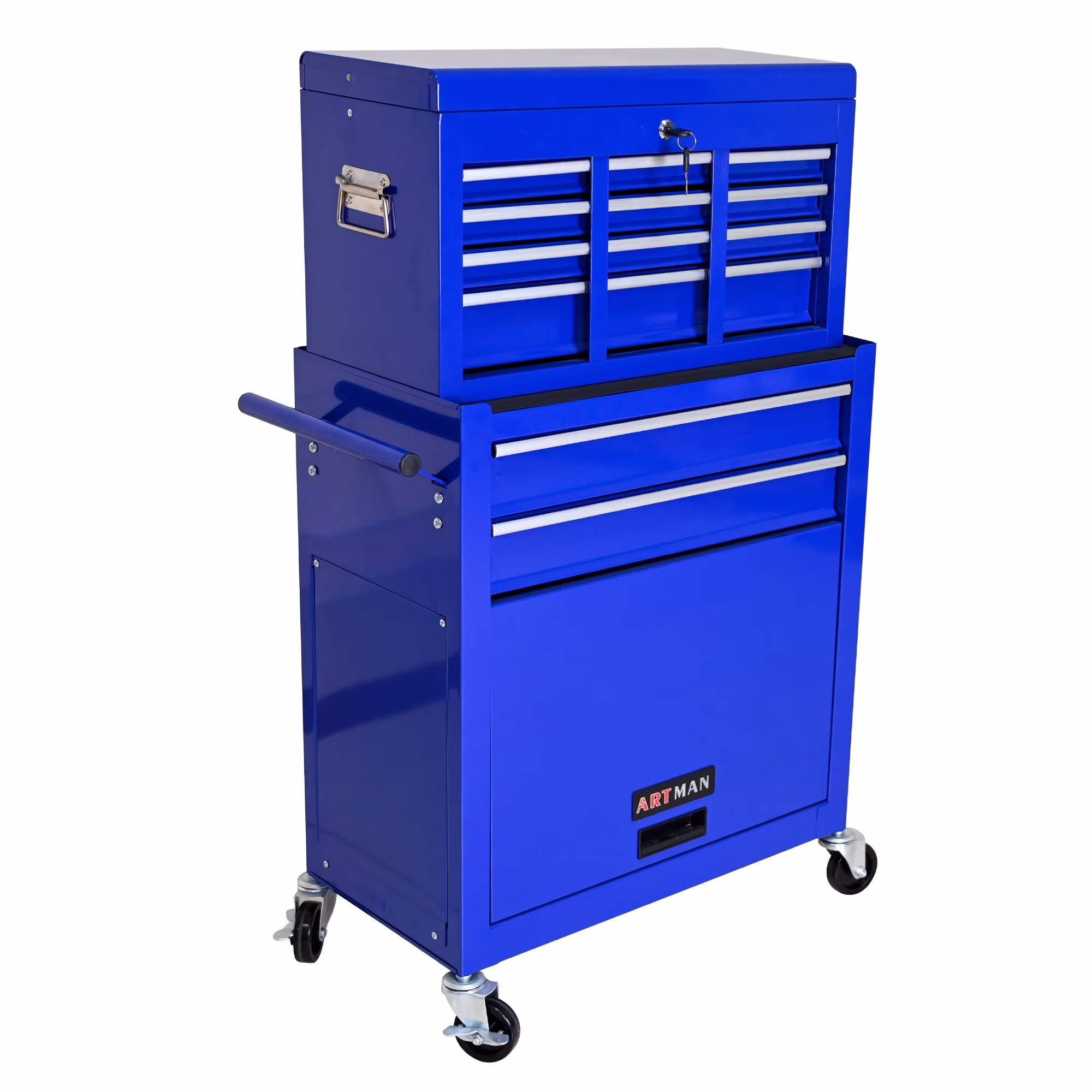 Leuco High Capacity Rolling Tool Chest with Wheels and Drawers, 8-Drawer Tool Storage Cabinet, Heavy-Duty Garage Organizer and Workshop Tool Chest, Red