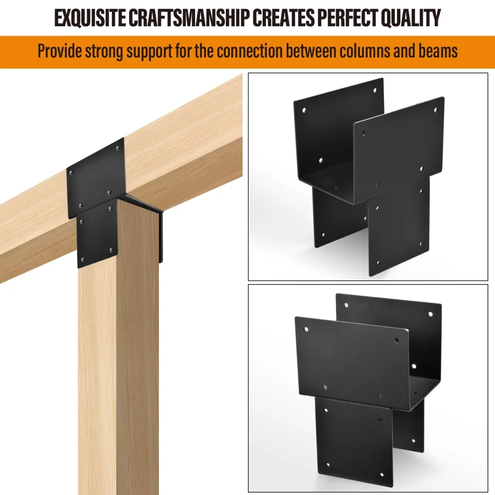 Pergola Brackets Galvanized Steel Pergola Kits 4 Pieces Fit Connecting Wooden Deck Patio Post Heavy Duty Set Hardware for Gazebo Porches approving