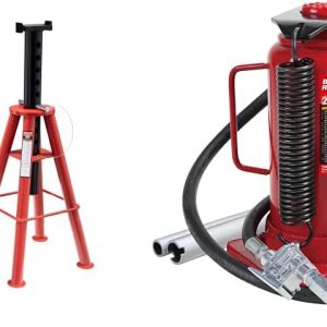 10-Ton Medium Height Pin Type Jack Stands, Pair, Red