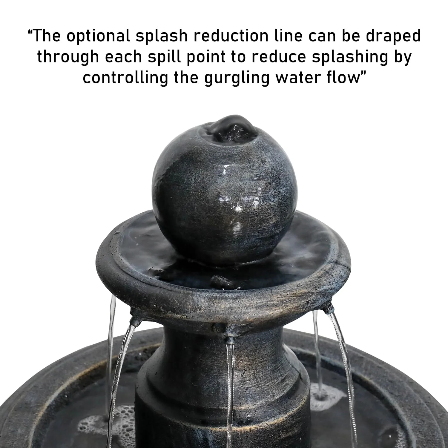 48-?H Outdoor Floor Water Fountain, 3-Tiers Concrete Water Fountain with Submersible Electric Pump - Garden Cascading Waterfall for Yard Patio Lawn Home Decor