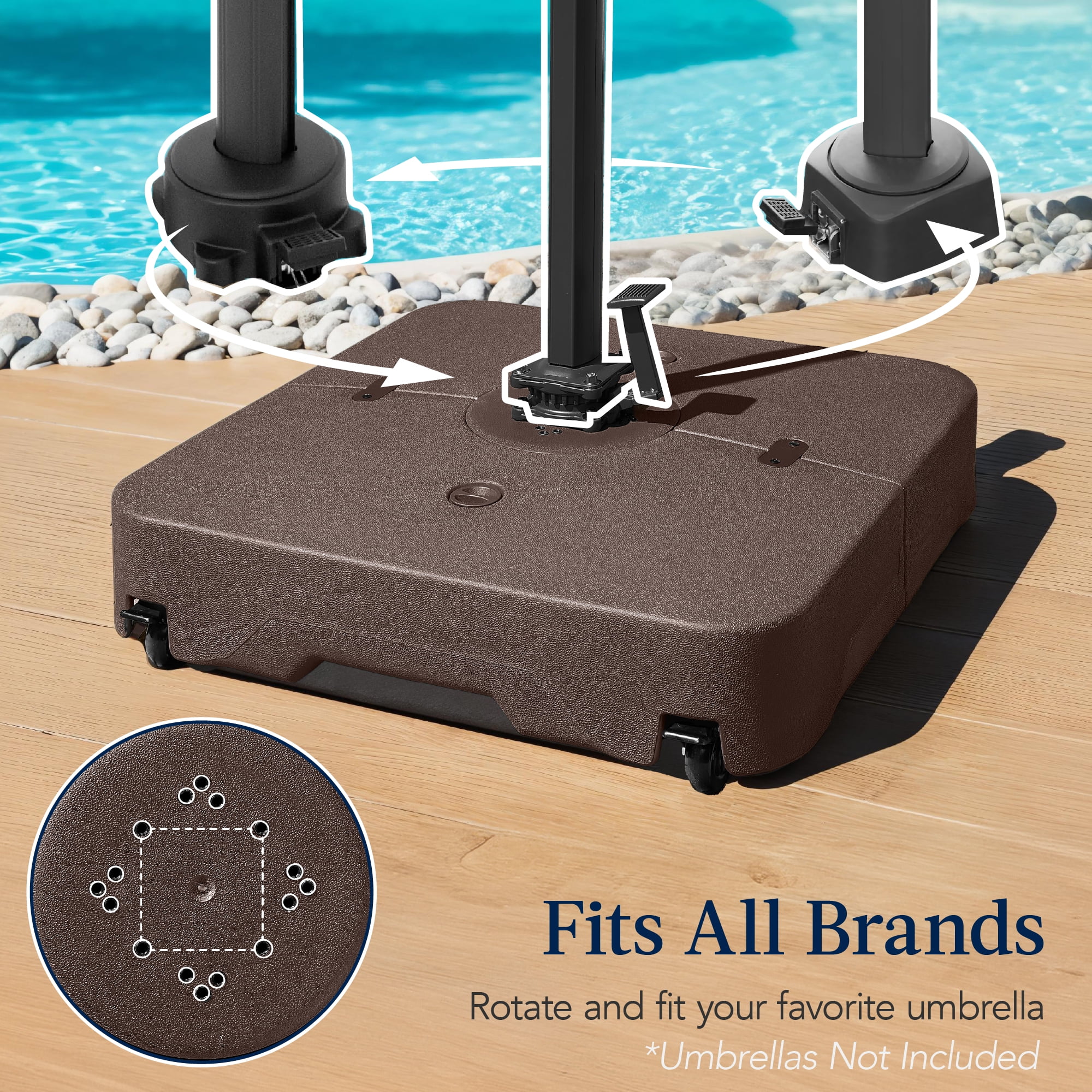 Best Choice Products Heavy-Duty Outdoor Cantilever Base Stand w/ Wheels, Locks, Fillable 330lb Capacity - Black