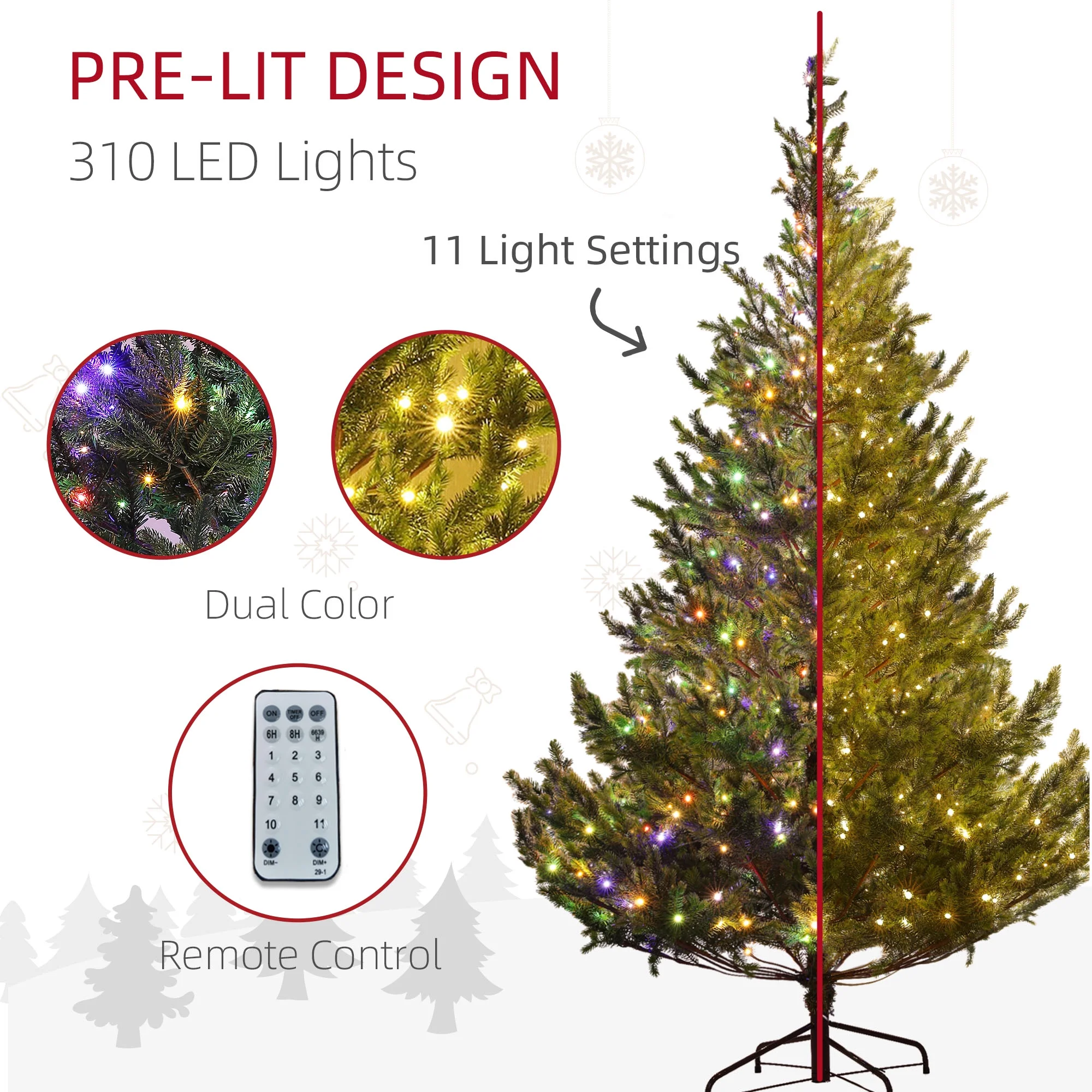 HOMCOM 6ft Artificial Sparse Christmas Tree with Steel Stand and 1933 Tips for Home Office Holiday