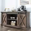 58" Farmhouse Coffee Bar Cabinet with Sliding Barn Door, Heavy Duty Sideboard Buffet Cabinet Kitchen Storage(Grey)