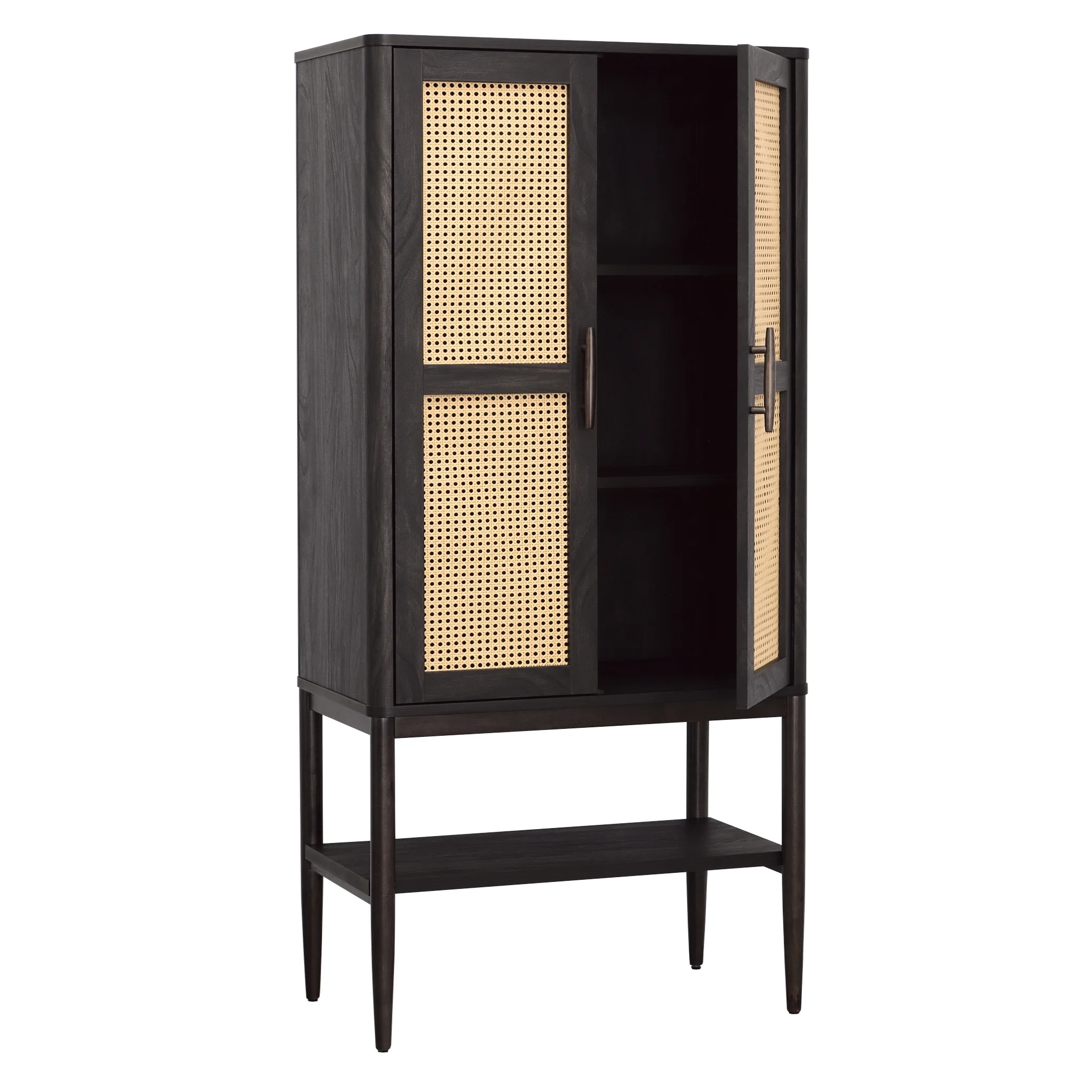 Better Homes & Gardens Springwood Caning Storage Accent Cabinet, Light Honey Finish