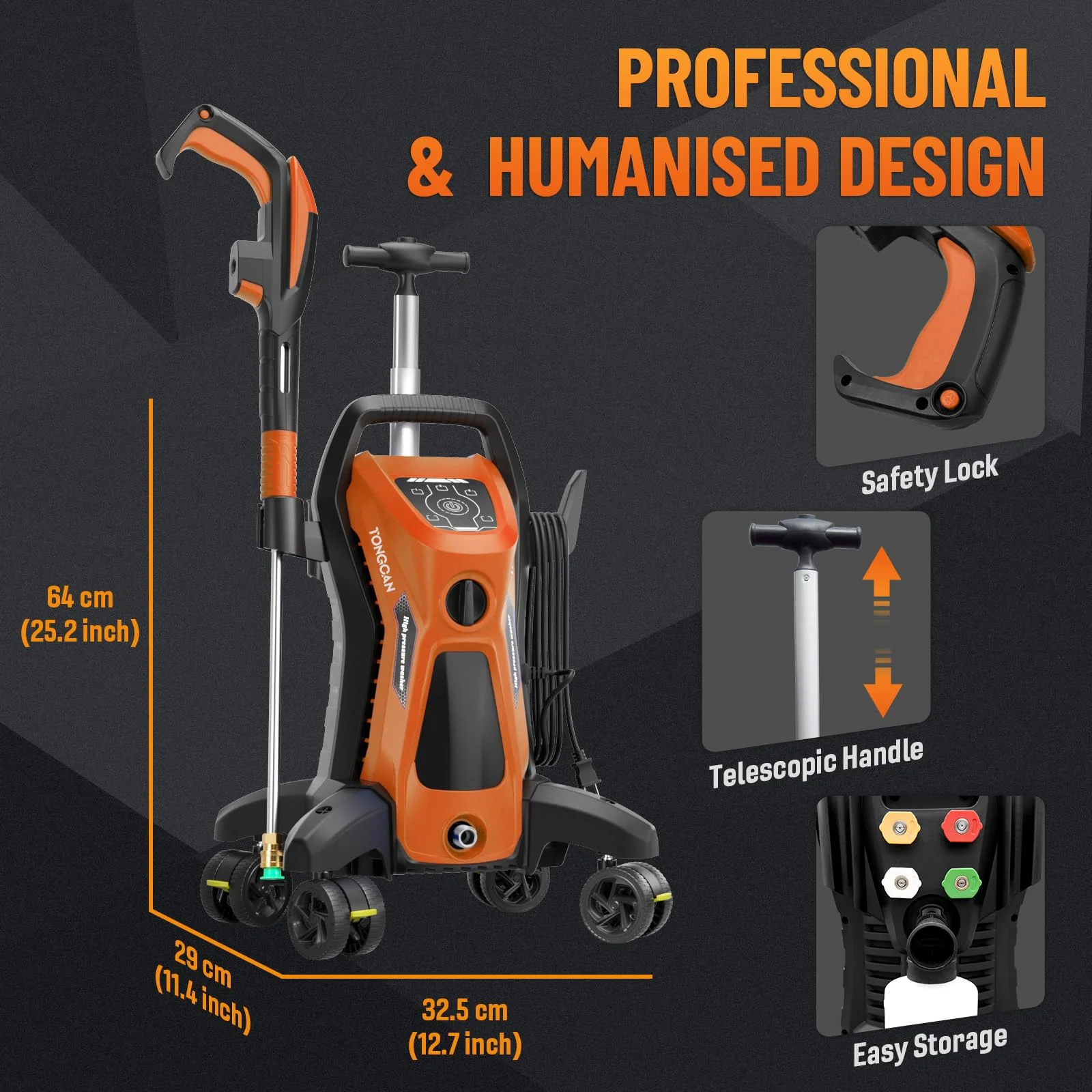 Electric Pressure Washer 5000PSI-Max 3.2GPM Power Washer Electric Powered with Upgrade Spray Handle Smart Control and 4 Anti-Tipping Wheels for Effortlessly Cleaning Blue