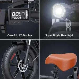 Bopzin 1000W Electric Bicycle for Adults, 48V 15Ah Removable Battery, 20" x 4.0" - 1000W