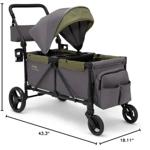 Jeep Sport All-Terrain Stroller Wagon by Delta Children Includes Canopy Parent Organizer