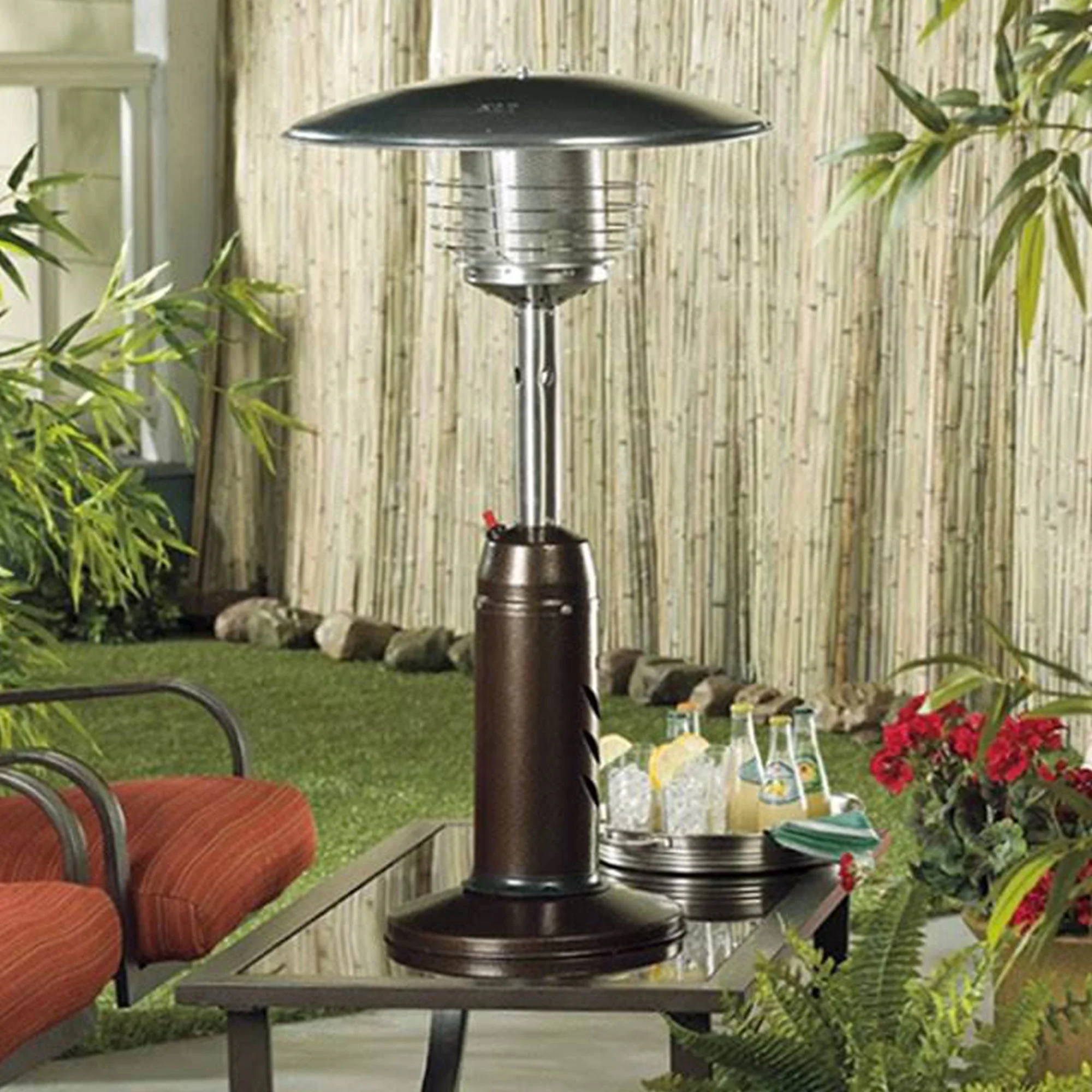 AZ Patio Heaters Propane Gas Outdoor Tabletop Patio Heater, Hammered Bronze