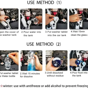 OBOSOE 100Pcs Windshield Washer Fluid Tablets,Wiper Fluid Concentrate,Washer Cleaning Tool for Car Kitchen Window, 1 Piece Makes 1.05 Gallons,100 Pcs Makes 105 Gallons(Winter: Use With Antifreeze)