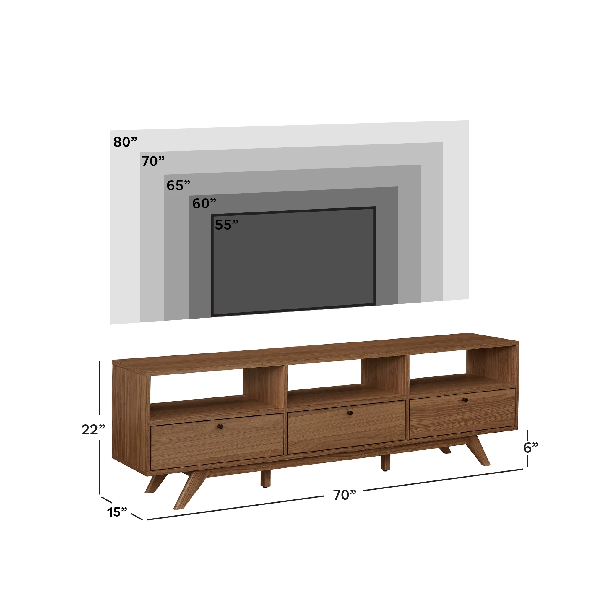 Walker Edison Mid-Century Modern Storage TV Stand for TVs up to 80-, Mocha