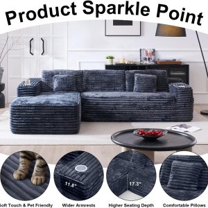 Cloud Sectional Couch with L-Shape Chaise Modern Modular Sofa Deep Seat Built-in Cup Holder