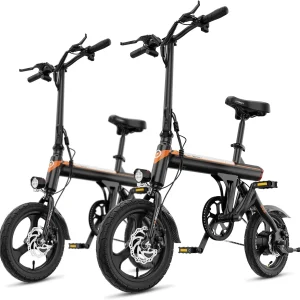 Jasion EB3 Electric Bike Adults 21mph, 500W Peak Motor, 270Wh Battery, Rear Suspension, 3 Levels Assist, 14′′ Folding Ebike for Adults and Teens, Complies to UL2849