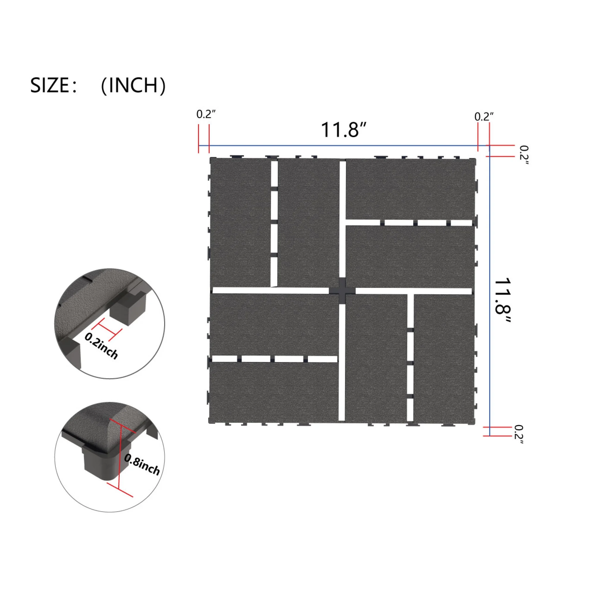 44PCS Plastic Interlocking Deck Tiles,Patio Deck Tiles,12"x12" Square Waterproof Outdoor
