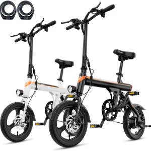 Jasion EB3 Electric Bike Adults 21mph, 500W Peak Motor, 270Wh Battery, Rear Suspension, 3 Levels Assist, 14′′ Folding Ebike for Adults and Teens, Complies to UL2849