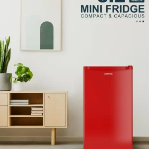 Upstreman 3.2 Cu.Ft Mini Fridge with Freezer, Single Door Mini Fridge, Dorm Fridge, Adjustable Thermostat, Mini Refrigerator for Bedroom, Office, Dorm, Black-BR321