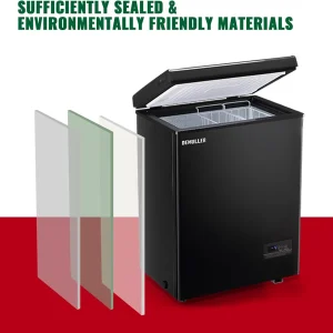 Chest Freezer 5.0Cubic Feet Deep Freezer Freestanding Freezers with 2 Removable Stainless Steel Basket, Mini Freezer Top Open Door Compact Freezer with Electronic Control 41℉ to -15℉BLACK