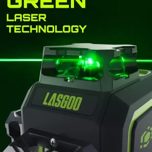 Laser Level 3x360- LASGOO with Remote Control, 2 Rechargeable Batteries, 100FT Range, 360- Magnetic Rotating Stand, IP54, 3Ds