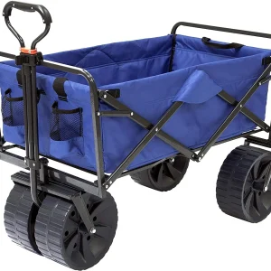 Mac Sports Heavy Duty Collapsible Folding All Terrain Utility Beach Wagon Cart Blue/Black