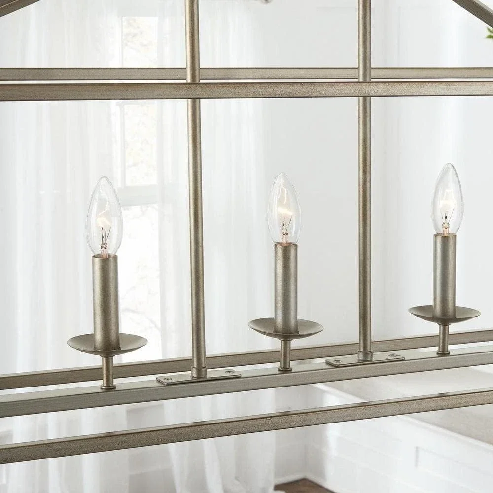 Home Decorators Weyburn 5-Light Antique Silver Caged Island Chandelier - New