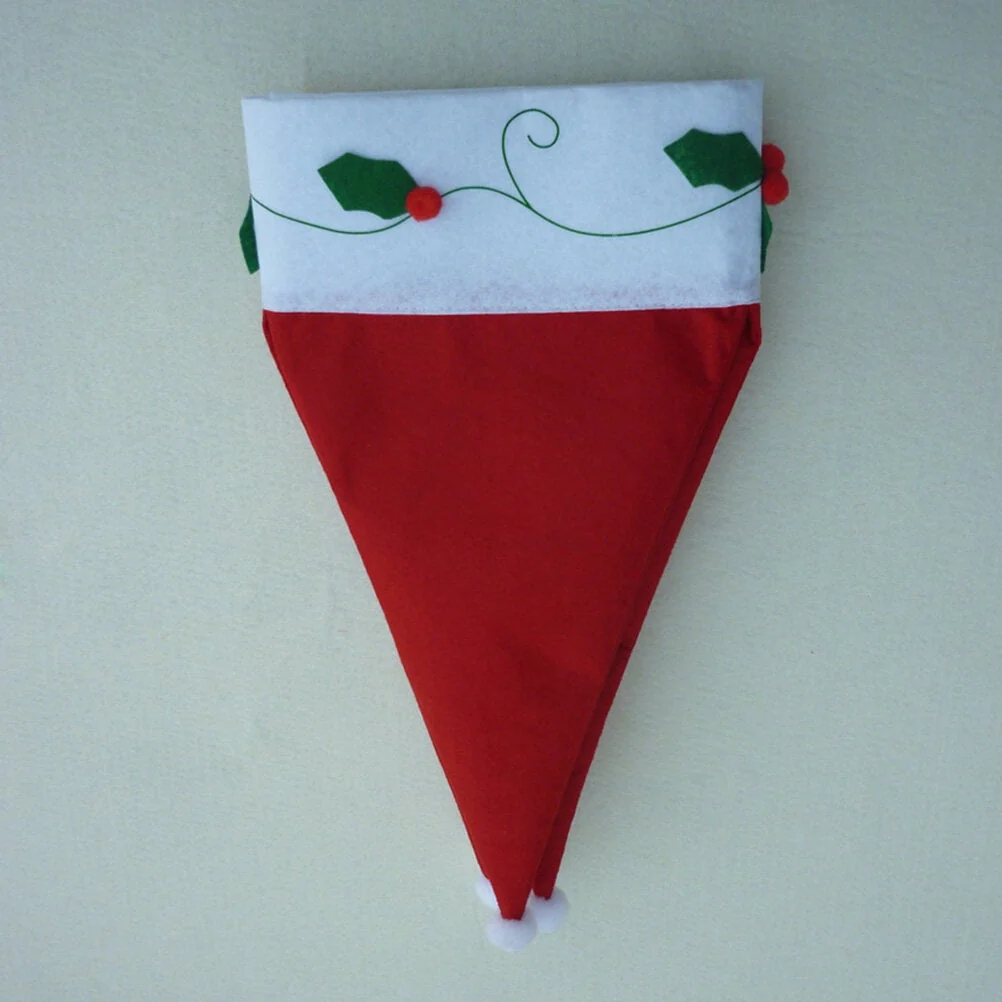 Hemoton Christmas Santa Hat Curtain Valance Christmas Door Window Flag Bunting Decorations for Home Living Room (Red)