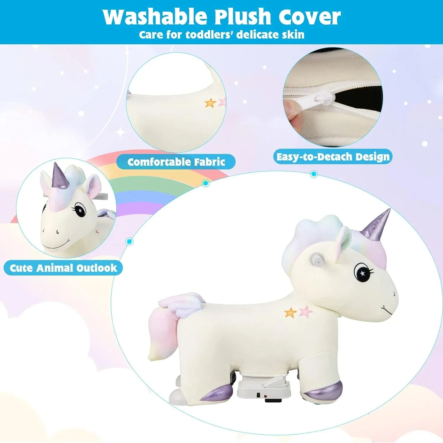 Kids Ride Unicorn, 6V Battery Powered Electric Animal Toy