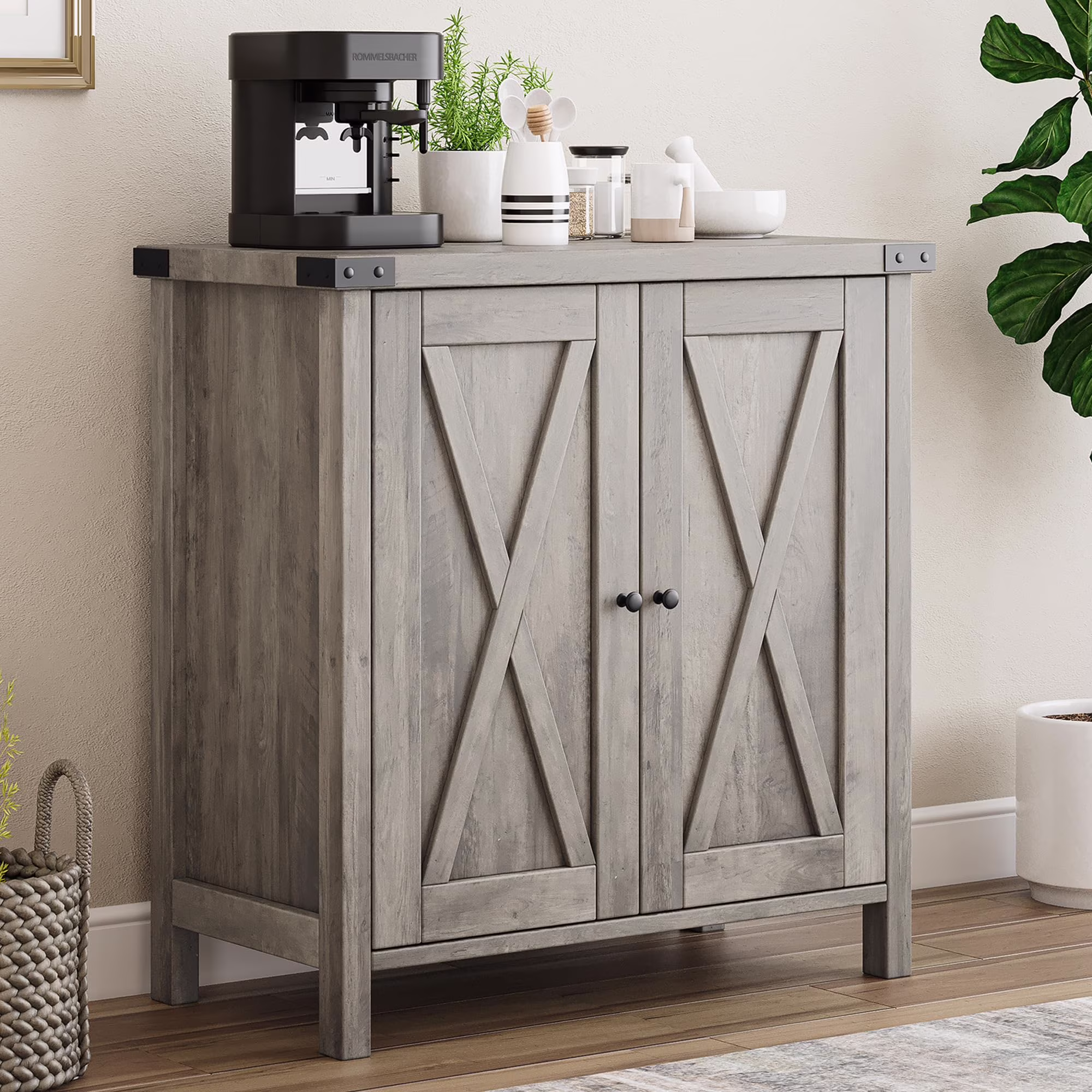 Coffee Bar Cabinet with Storage/Adjustable Shelf 30" Small Kitchen Bar Table Corner Bar Cabinet for Tea Buffet Sideboard Cabinet for Dining Room, Farmhouse Coffee Station for Wine