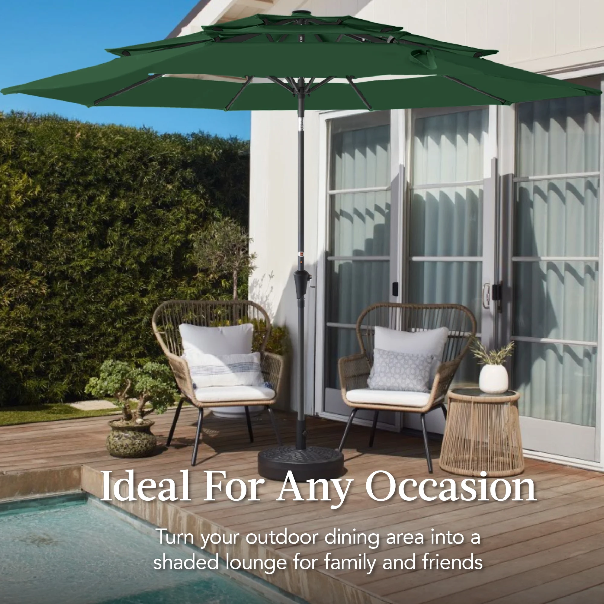 Best Choice Products 10ft 3-Tier Patio Umbrella, Market Sun Shade w/ Tilt Adjustment, Easy Crank - Red