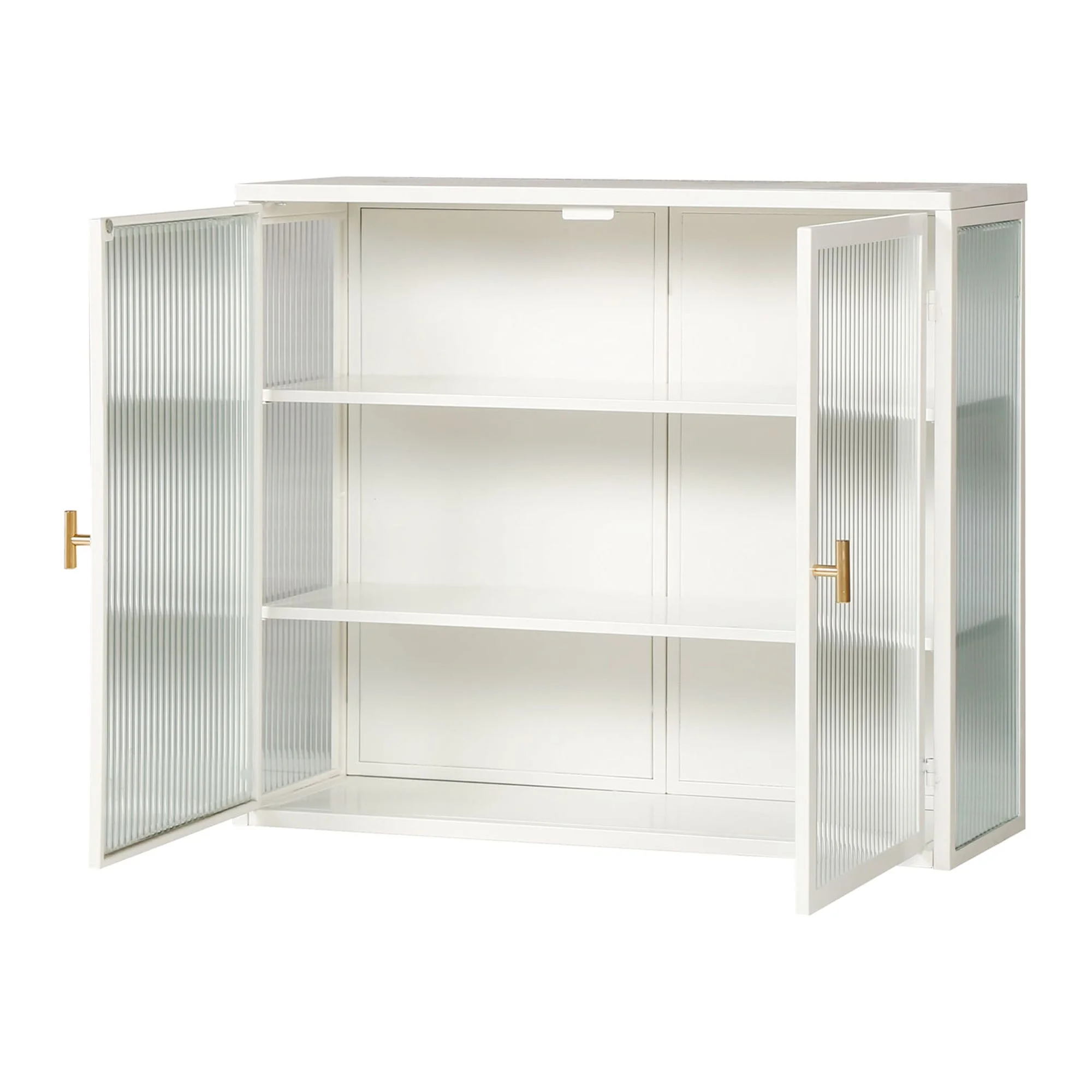 27.56"Modern Wall Cabinet with Glass Doors, Bathroom Cabinet with Featuring Three-tier Storage for Entryway Living Room, Bathroom or Dining Room, Mint Green