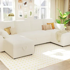 VanAcc Sofa Bed, Sleeper Sofa with Storage Chaise 2 in 1 Pull Out Couch Living Room