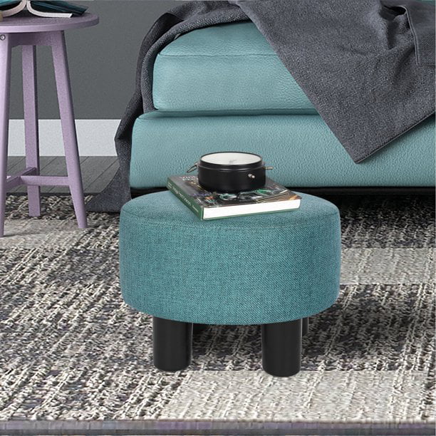 Homebeez Round Footstool Small Upholstered Ottoman Sofa Footrest Stool Padded Seat for Living Room Bedroom Entrance Home Decor