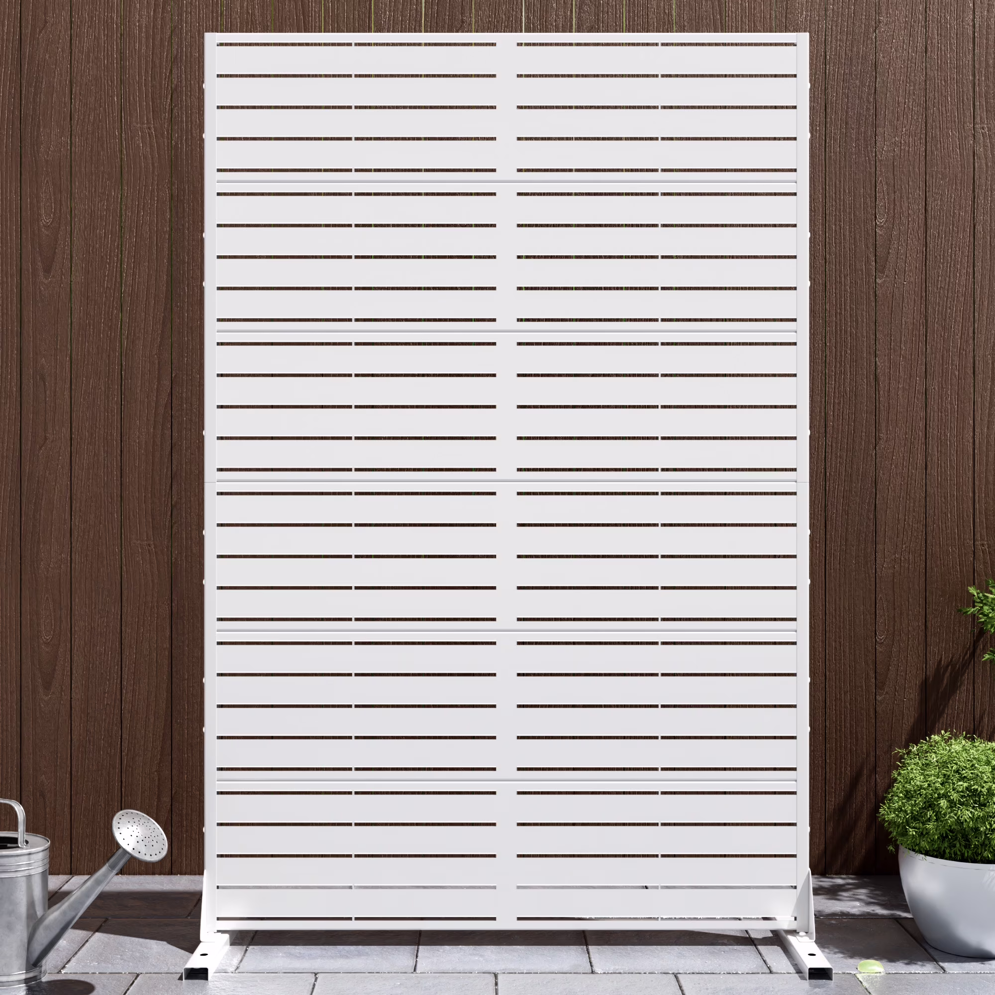 MAYEERTY 72*47" Outdoor Black Metal Privacy Panel Screen for Patio, Classic Louvered