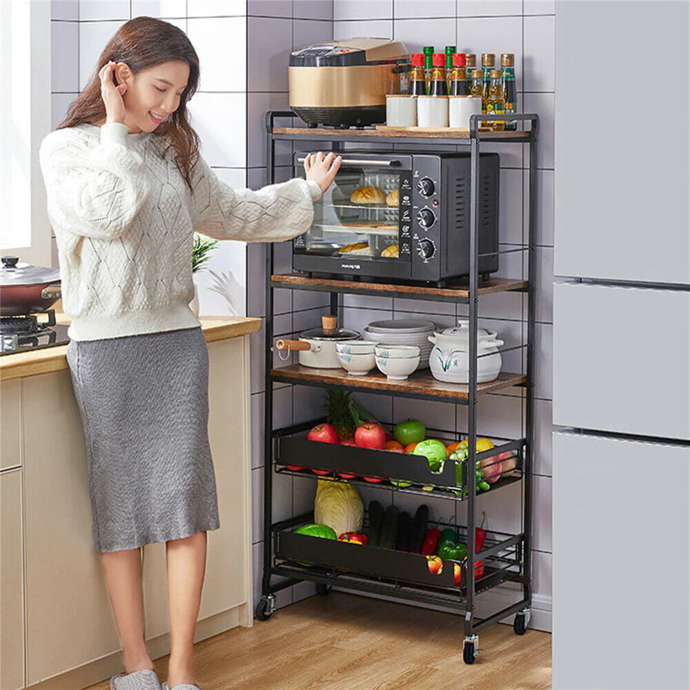 Kitchen Baker Shelf Cart Microwave Oven Stand Storage Rack Cabinet Workstation Kitchen Baker Shelf Cart Microwave Oven Stand Storage Rack Cabinet 4 Tiers Kitchen Storage