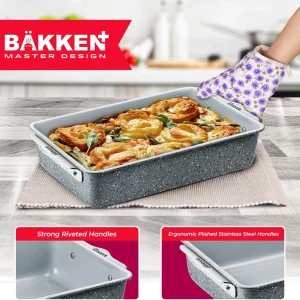 8-Piece Stackable Bakeware Set - Aluminized Steel with Ceramic Non-Stick Coating, Healthy Baking, Ergonomic Handles, Cooling Rack, Non-Toxic, Oven-Safe, Durable Quality
