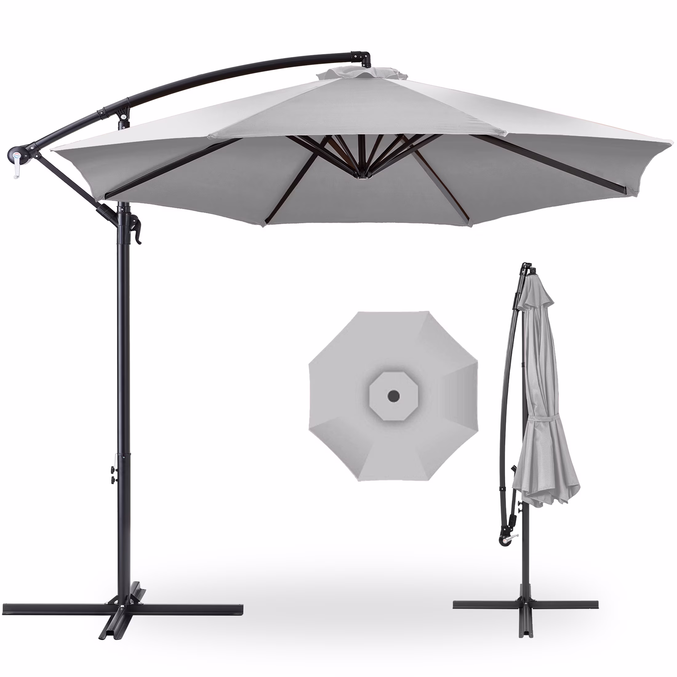 Best Choice Products 10ft Offset Hanging Outdoor Market Patio Umbrella w/ Easy Tilt Adjustment - Tan