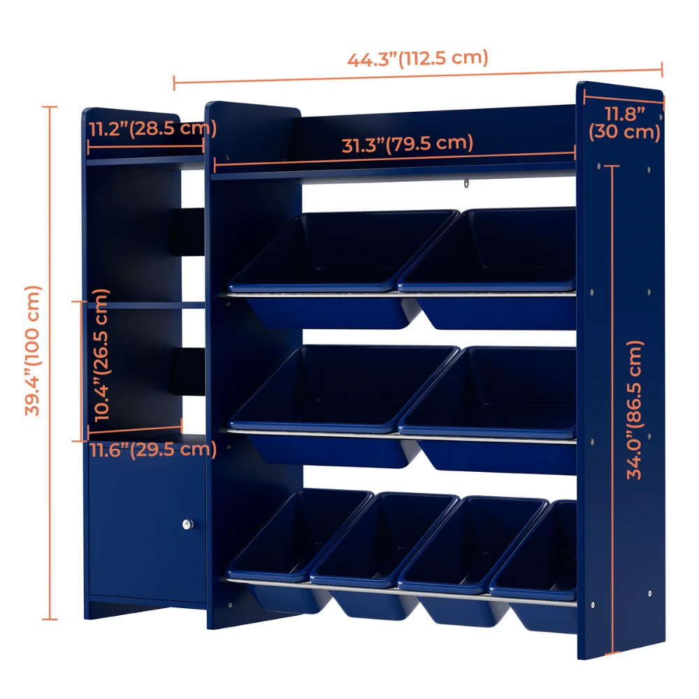 Sturdis Kids Toy Storage Organizer With Bookshelf and White Bins