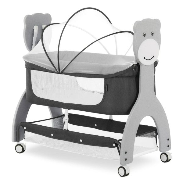 Dream on Me Cub Portable Bassinet in Dark Grey. Multi-Use Baby Bassinet with Locking Wheels