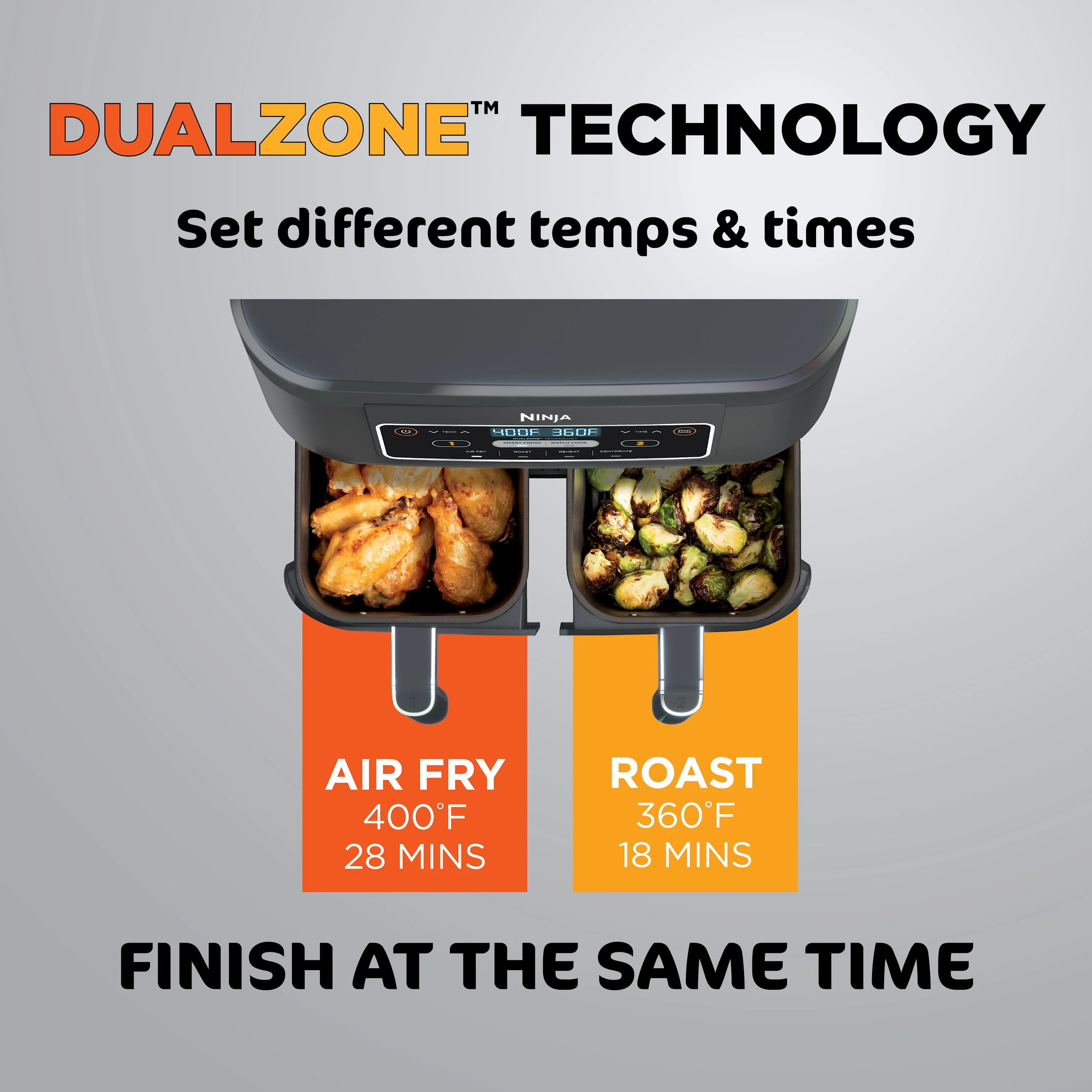 Ninja Foodi 4 in1 8-Quart. 2 Basket Air Fryer with DualZone Technology Air Fry, Roast, and More, DZ100WM