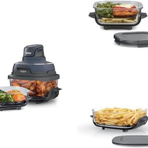 Ninja Crispi 4-in-1 Portable Glass Air Fryer Cooking System, 1500W, 4QT & 6-Cup TempWare Glass Containers with Storage Lids, Microwave, Freezer & Dishwasher Safe
