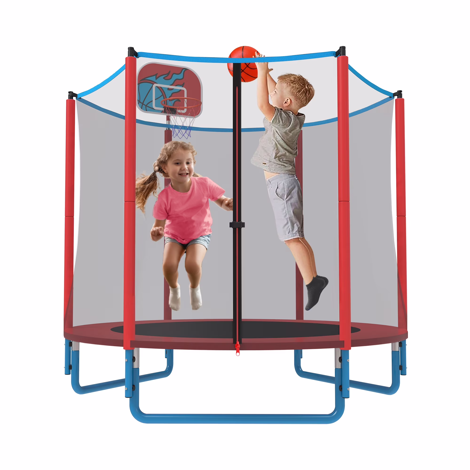 CITYLE Trampoline for Kids, No Gap Design 600LBS 66'' 5.5FT Toddler Trampoline Indoor Outdoor with Basketball Hoop, Mini Small Trampoline with Enclosure, Christmas Gifts for Toddlers, Boys & Girls