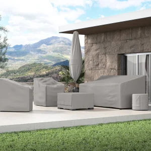 Covermates Outdoor Patio Sofa Cover - Heavy-Duty Polyester, Weather Resistant, Drawcord Hem, Seating and Chair Covers, 82W x 40D x 40H, Ripstop Tan