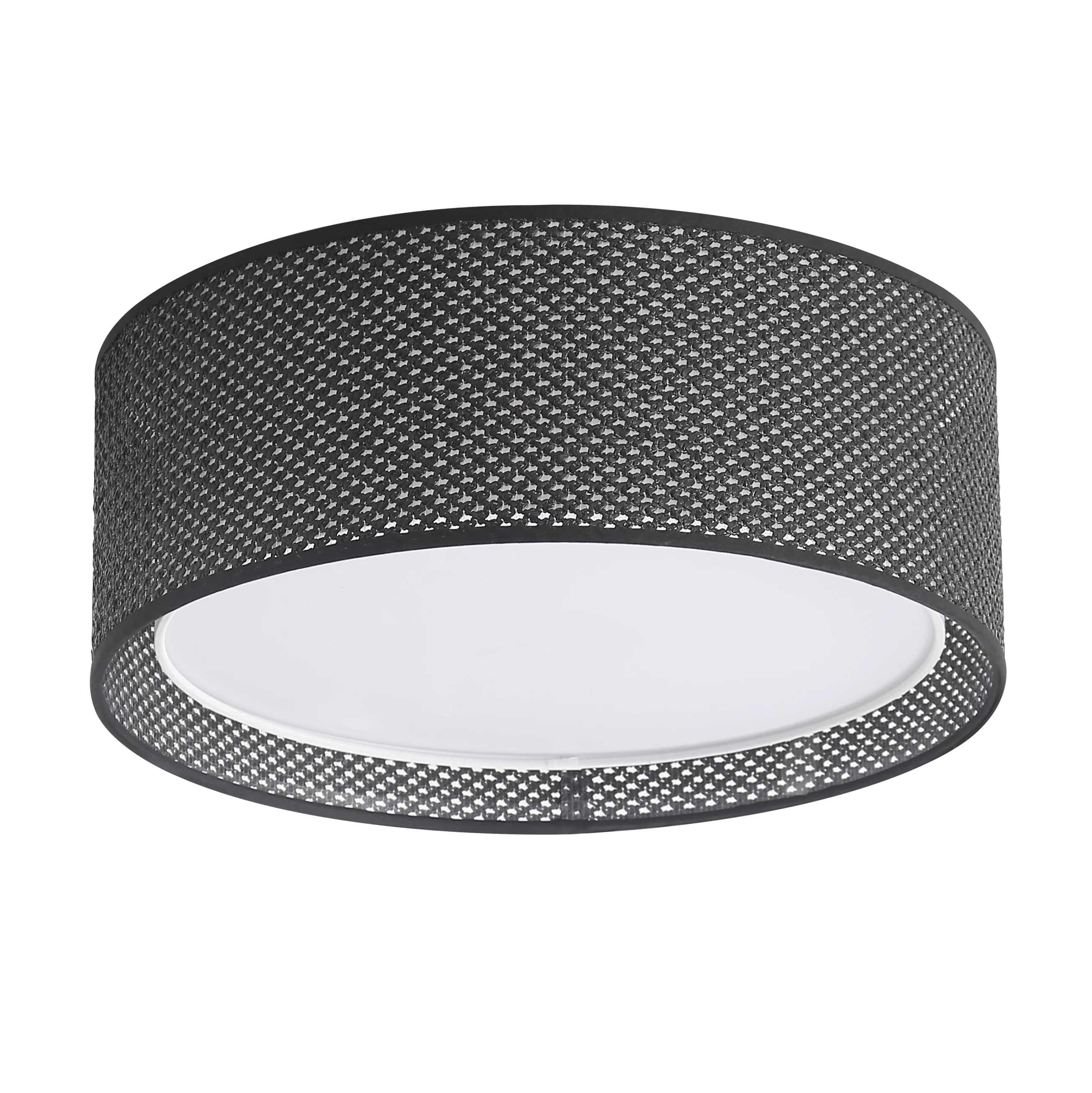 LEDET 15.7 in. Yellow Flush Mount Ceiling Light Rattan Weaving Shade Home Decor Pendant Lighting