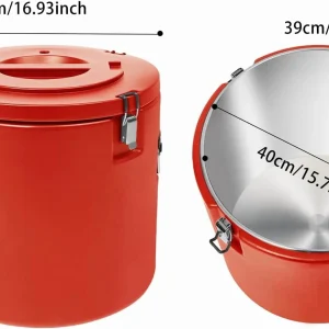 Insulated Soup Carrier Coolers, 2.5 Gallon Food Warmer/Coolers Box for Food Storage, Large Stainless Steel Leakproof Lid Insulated Soup Container (Red)