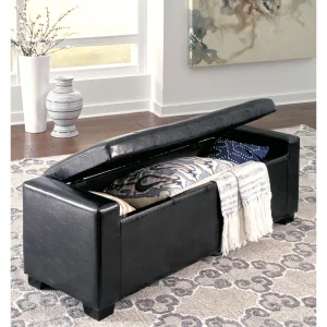 Signature Design by Ashley Contemporary Benches Upholstered Storage Bench  Black